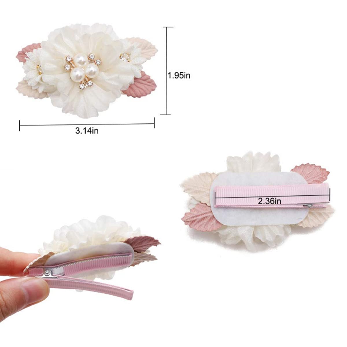 Flower Hair Clips Set for Baby Girl Lightweight Floral Hair Bow Accessories with Boutique Fully Lined Alligator Clip for Toddler Teens Gifts (AC) image 4