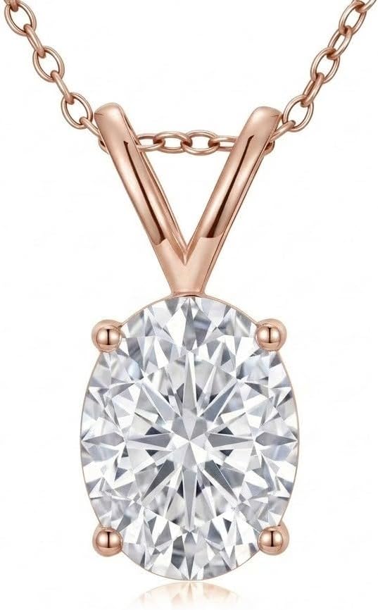 10K 14K 18K Gold Solitaire Moissanite Necklace, Customizable 1-10 Carat, Solitaire Moissanite Pendant Necklace Jewelry Gifts for Women Wife Mother