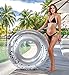 POZA Inflatable Pool Float Tube- Confetti Premium UV Resistant Swim Ring Pool Float, Kids and Adult Pool Toys, Heavy Duty Inflatable Pool Floats for Swimming Pool Party, Beach, River - 36 Inch, Silver