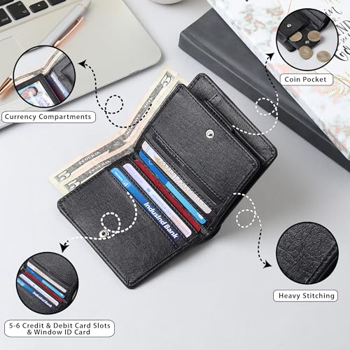 Image of VEMILIO Mens Wallet Belt Combo | Vegan Leather Bi-Fold Wallet with Coin Pocket & Reversible Belt | Gift Combo Set for Men & Boys (Black)