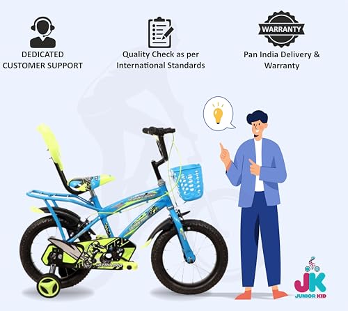 Image of JUNIOR KID 14T PRO Ultra Cycle for Kids | Rigid Bicycle for Kids with Training Wheels |Kid Cycle for 2-5 Years of Children, 8 Inches, Sky Blue