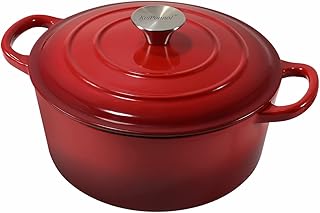 KEIPONNOL Enamel Coated Cast Iron Natural Non-Stick Dutch Oven with Lid,4.5 Quart, Red