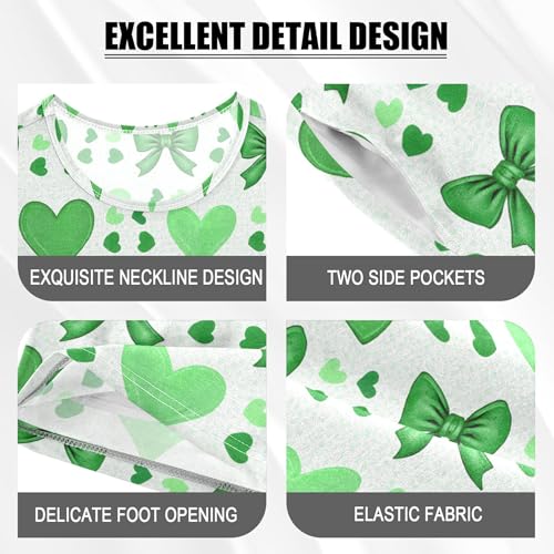 Green Bows Pajama Set Pajamas Sleepwear Nightwear Loungewear Clothes Set B04050074