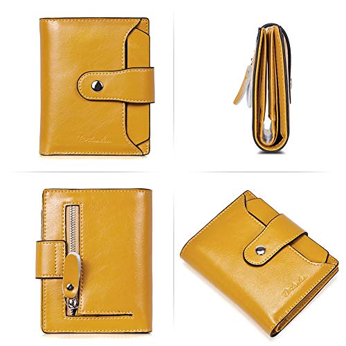 BOSTANTEN Women Leather Wallet RFID Blocking Small Bifold Zipper Pocket Wallet Card Case Purse with ID Window3