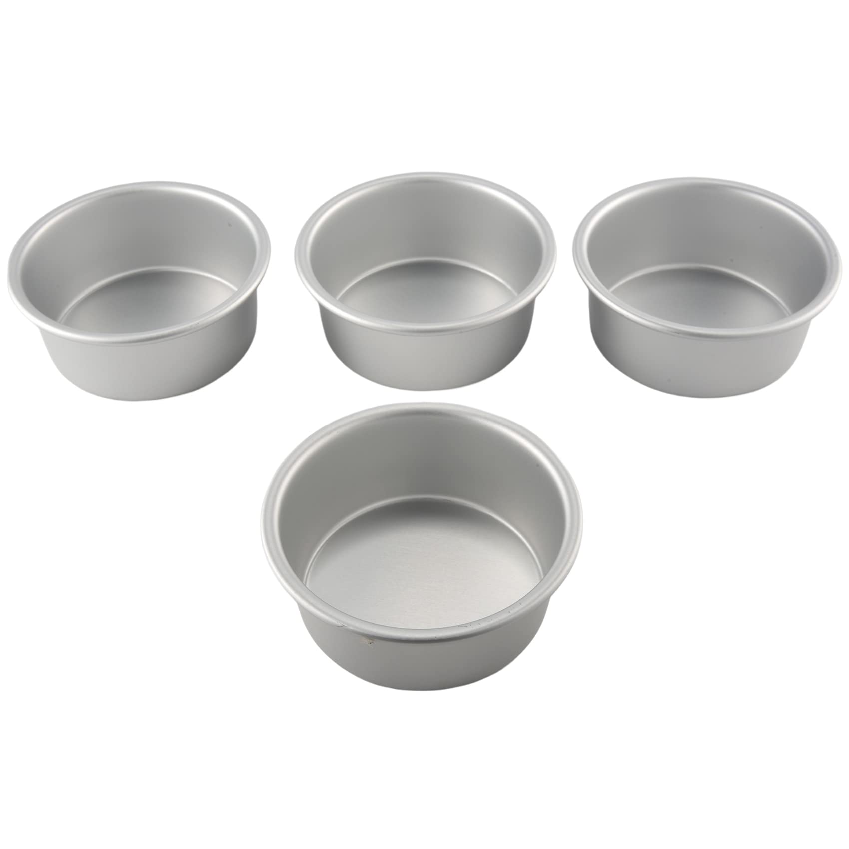 Gosera Silver 4 Inch Small Cake Pan Set Of 4, Baking Round Cake Pans Tins Bakeware For Mini Cake Pizza, Quiche, Non & Healthy