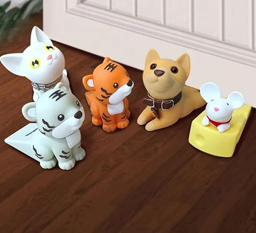 Miniatura 5 de Mino BEAUTY Whimsical Pet Guardian Animal de dibujos animados para perro, gato, ratón, plástico anticolisión, tapón de puerta para el hogar, puerta