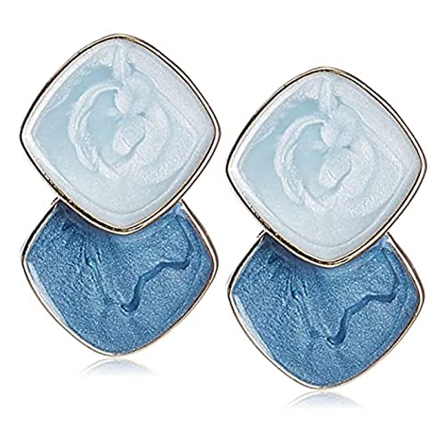 Fremskre Boucles d'oreilles en argent sterling 925 Peinture géométrique Boucles d'oreilles pour femmes - Bleu Cover