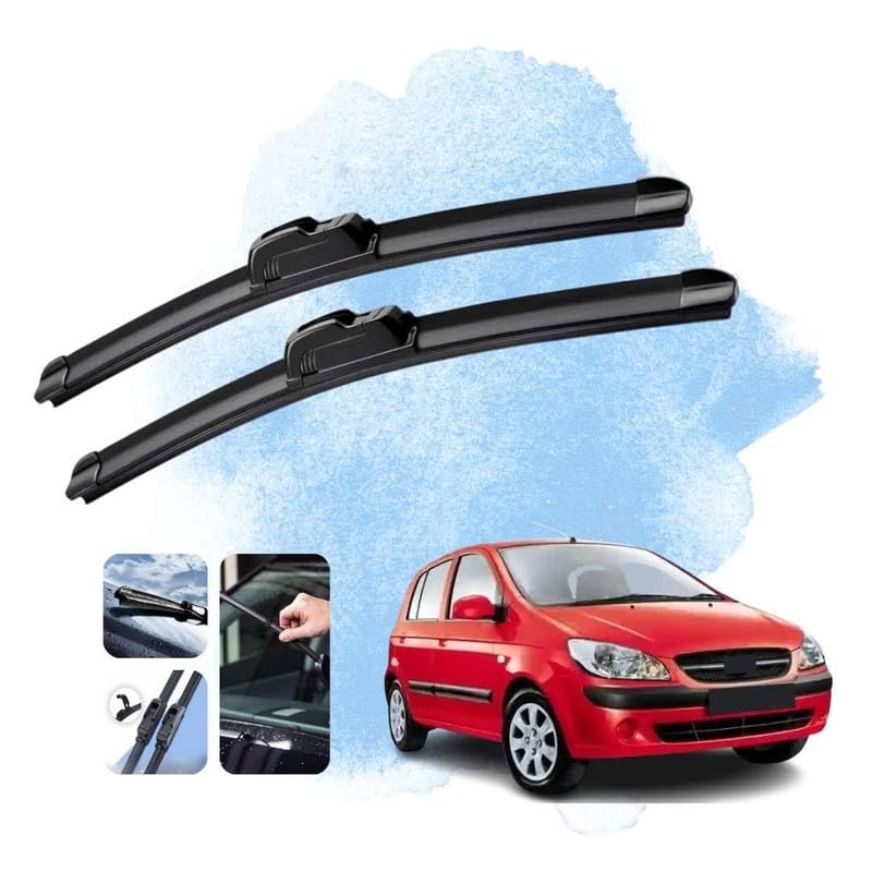 Image of Audio WHeels Perfect Fitting Frameless Windshield 100% Scratch Proof Cleaning Water Repellant Silicon Car Wiper Blades For Equipment Replacement, Set of 2 (D-22 inch & P-14 inch)