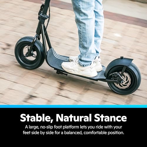 Image of Schwinn Typhoon Electric Scooter with Wide Deck - Foldable Commuter E-Scooter, 250W Motor, 15.5 MPH Speed, Lightweight Portable Design, Ages 13+, 220 lbs Capacity, Black