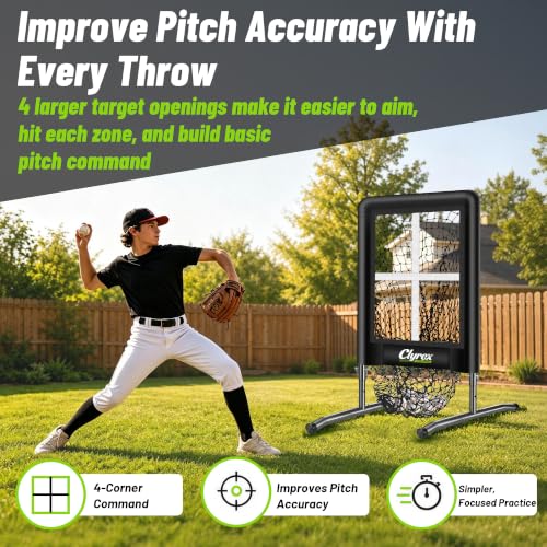 Image of 9 Hole Pitching Net with Strike Zone, Baseball Softball Pitching Target for Accuracy Training