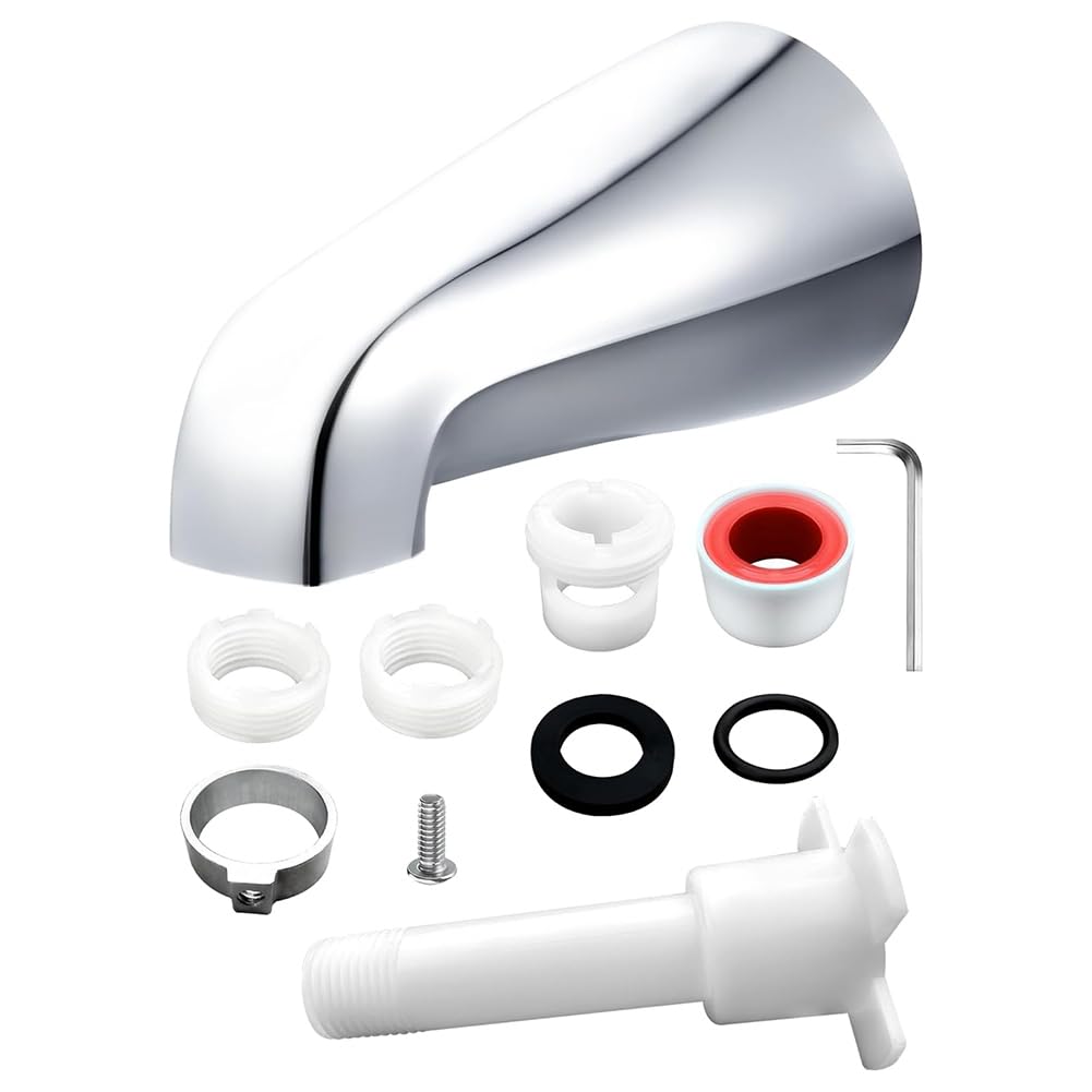 UDSKNV[KSL Universal Tub Spout with 5 in 1 Adapter Bathtub Faucet Replacement No Diverter Fits 1/2", 3/4" IPS Threads