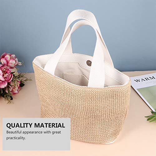 Hemoton Bolsa de Ombro Feminina Tecida à Mão Em Palha Grande Verão Bolsa Com Alças de Praia