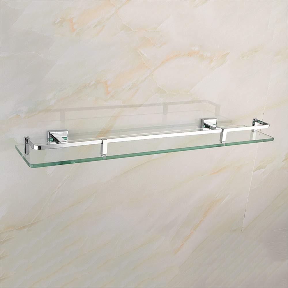 Estante de cristal para baño con material de cobre refinado, estantes de ducha montados en la pared para almacenamiento de lavabo, vidrio templado grueso, 6