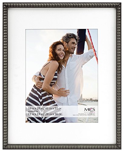 MCS 16x20 Inch Beaded Frame with 11x14 Inch Mat Opening, Pewter (47600)
