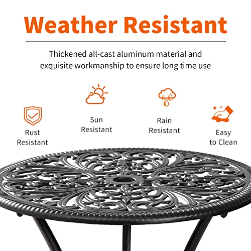Withniture Bistro Table And Chairs Set Of 2 Outdoor 3 Piece Bistro Sets Cast Aluminum Patio Bistro Set With Umbrella Hole thumb #2