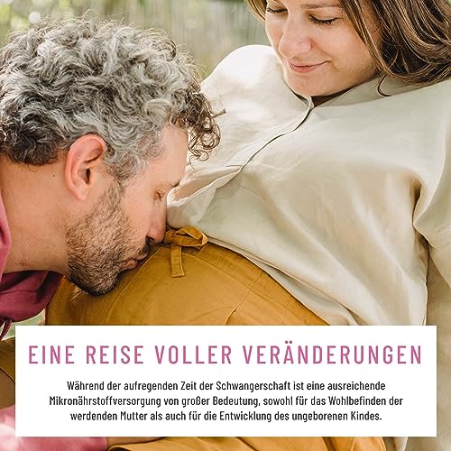 Schwangerschaftsvitamine - Komplex für alle Trimester mit Folsäure als Folat, Chrom, Eisen, Jod & 7 Vitamine Vegan - Unterstützung in der Schwangerschaft - Kugelzeit von Naturtreu®