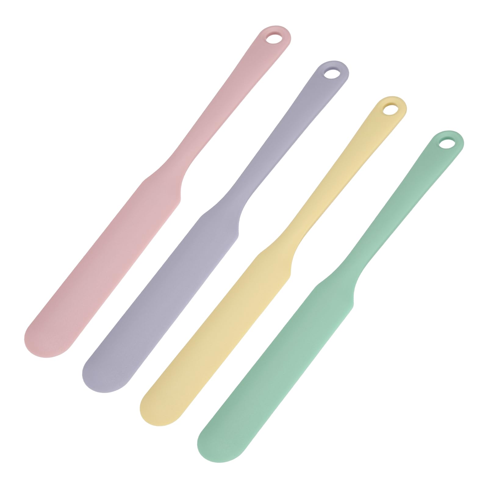 sourcing map 4Pcs Silicone Jar Spatulas, 8" Long Handle Thin Spatula Heat Resistant Jam Spreader for Scraping Peanut Butter Sourdough Cake Icing in Bottles Blenders Baking, Gentle Light Blend
