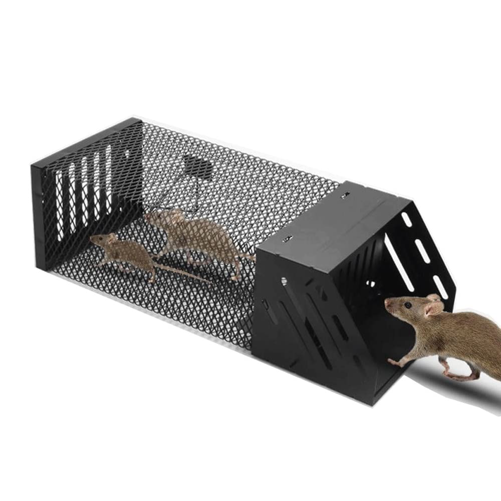 Trappola per Topi Continua Automatica Trappola in Metallo, Ferro Gabbia Trappola per La Cattura Topi, Ratti, Trappola per Ratto Senza Ucciderli Mouse Trap (Size : Black (37cm-14.5cm))