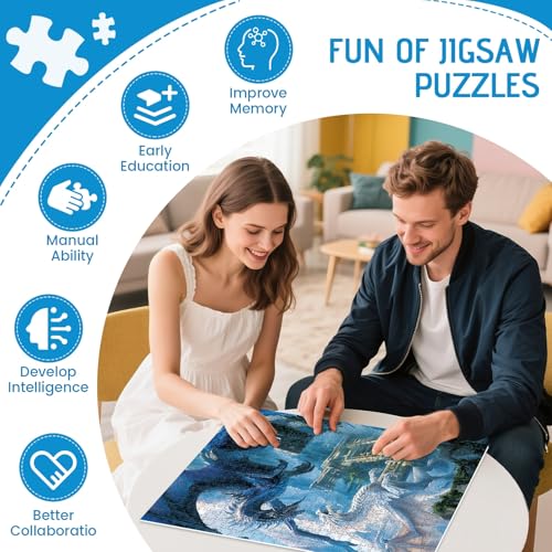 Rompecabezas de 500 piezas para adultos, Puzzle de batalla de dragones de fantasía para adultos mayores, cartón reciclado, creativo juego familiar desafiante de 20.5 x 15 pulgadas miniatura 5