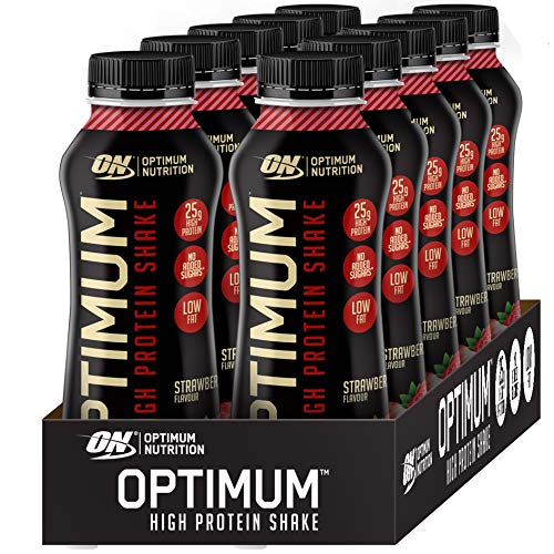 Optimum Nutrition Protein Shake, Frullato Proteico Pronto da Bere con Proteine Whey, Fragola, 10 x 500 ml