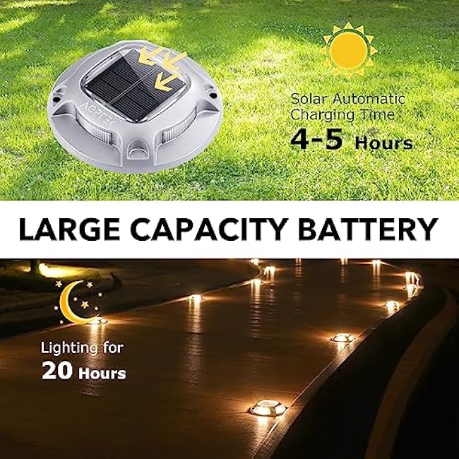 AGPTEK Solar Driveway Lights LED Driveway Marker Lights Warm White/Cool White