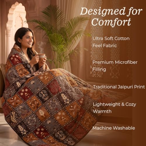 Image of BSB HOME 220 GSM Microfiber Comforter for Double Bed, Ultra Soft Quilted AC Comforter, Lightweight All Season Blanket, Breathable, Durable & Skin Friendly, 86 x 90 Inches (220 x 230 cm) - Warm Amber