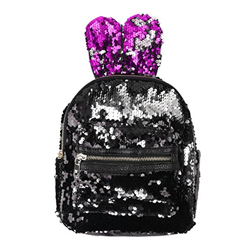 Iiniim Mochila Conejitos Infantil Escolar Colegio Brillante Lentejuelas Conejo Sirena