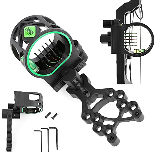 Nuevo Tiro con Arco 5 Pin Bow Sight Visor de Arco Compuesto Aleación de Aluminio Vista de Arco Ajustable para Arco para Tiro de Caza con Arco Compuesto Cover
