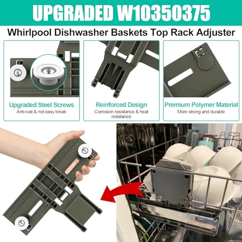 image for Luckman UPGRADED W10350375 Dishwasher Top Rack Adjuster Parts Replacem