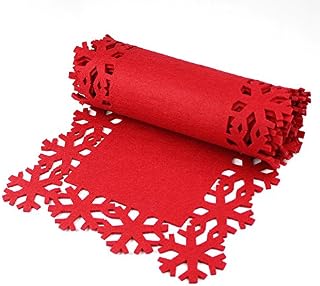 eBuyGB Festive Christmas Table Runner, Felt, Red, 2 Metre