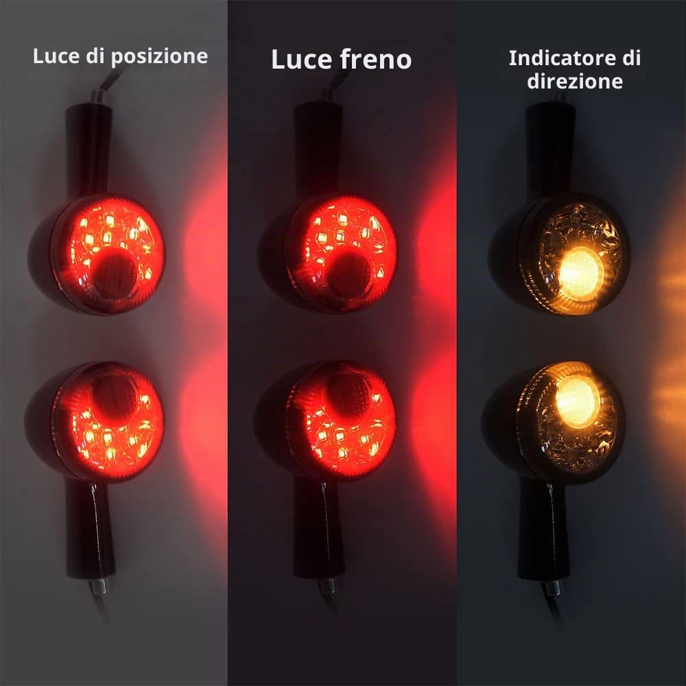Riloer 1Coppia di indicatori di direzione posteriori a LED per moto compatibile con Harley-Davidson XL883 XL1200 Sportster 1992-2021, indicatori di direzione universali Luci freno di marcia