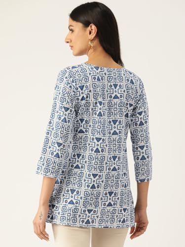 Image of feranoid Designer V-Neck Short Straight Kurti with 3Quarter Sleeves