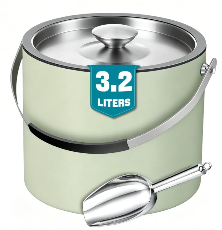 3.2L Insulated Ice Buckets for Parties, Elegant Double Wall Stainless Steel Champagne Buckets with...