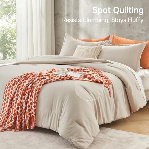 Image of MUXHOMO King Size Comforter Set, All Season Ultra Soft Down Alternative Bedding - 3 Piece Lightweight Bed Set Includes 1 Comforter (104 inchx90 inch) and 2 Pillow Shams (20 inchx36 inch), Linen