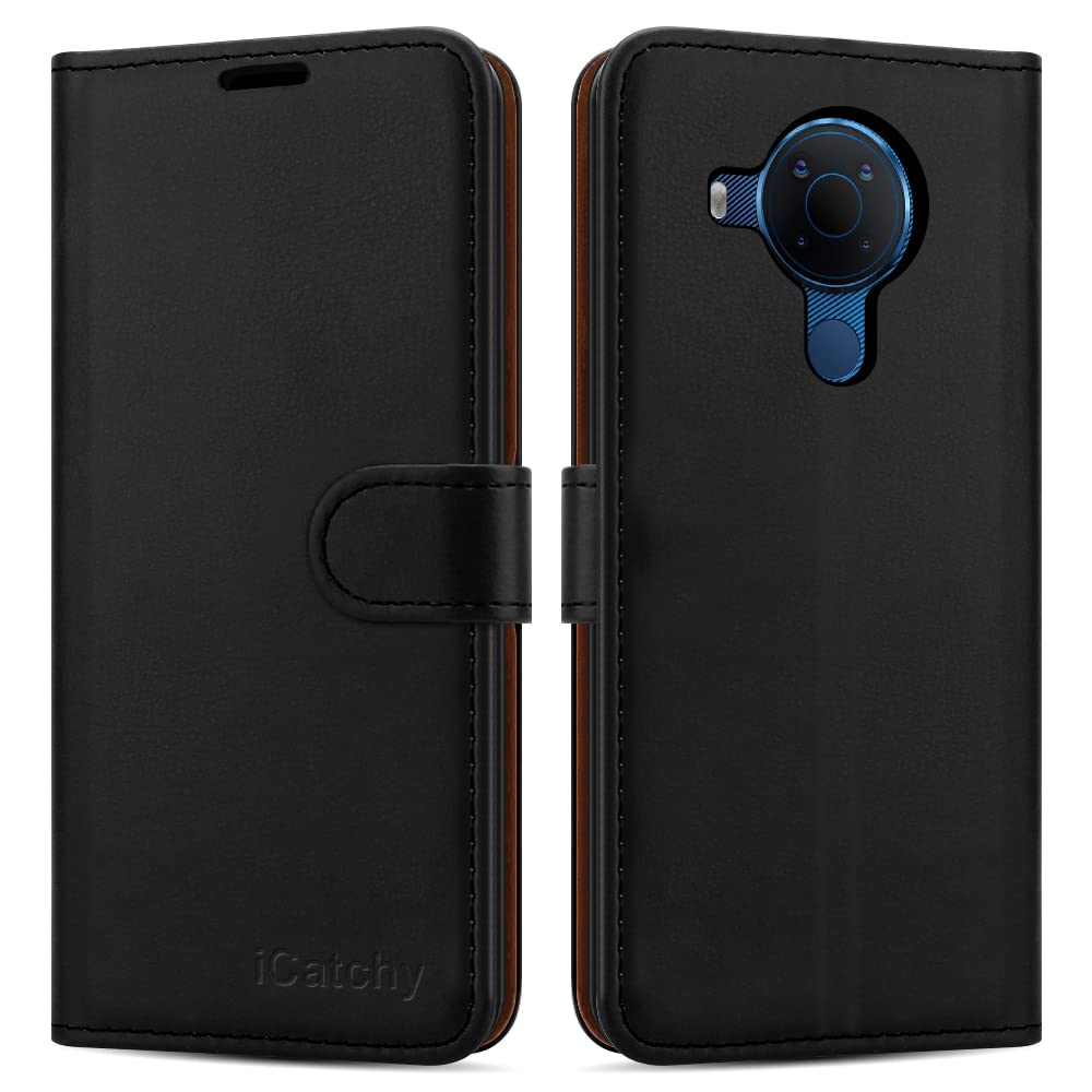 iCatchy For Nokia Case Leather Wallet Book Flip Folio Stand View Cover  Pouch for Nokia (Black)