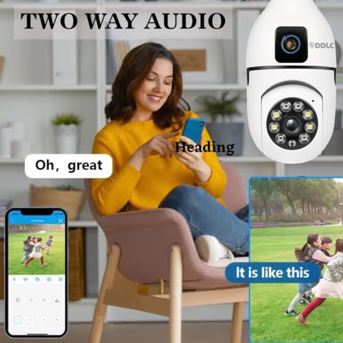 Image of DDLC 4MP /8MP WiFi Smart Light Bulb Camera for Home | Full HD | Color Night Vision | Two Way Audio | Wireless Indoor Security Camera with Mobile App V380 Pro (Dual Lens Light Camera)