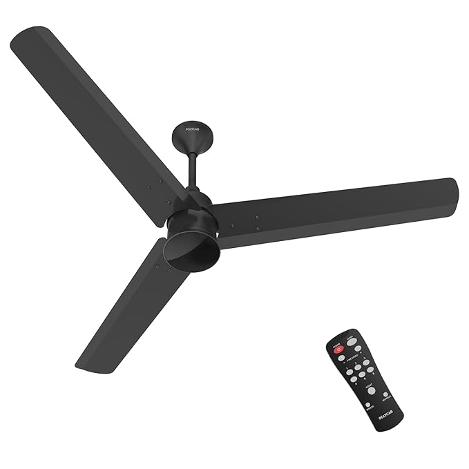 Polycab Silencio Mini 1200mm 5-Star BLDC, Remote Ceiling fan for home | 55% Energy Saving, 100% Copper, High Speed, 25 Speed Setting, Reversable & Timer | 4-yr Warranty