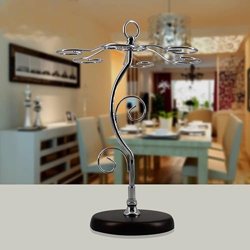 Miniatura 9 de Homya Soporte de sobremesa de metal para copas de vino - Estante de exhibición vertical para bar, cocina, mesa - Ofrece 6 vasos, plateado