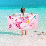 Dinosaurier Strandtuch für Kinder–76 x 150 cm Dino Sandfrei Handtücher für Mädchen Bad Pool Camping Reise Schnell Trocknend Ultra Saugfähig Superweich Stranddecke Badetuch