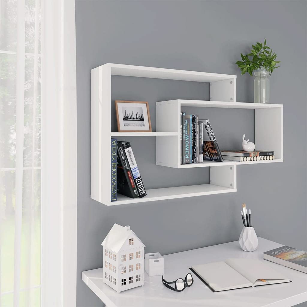 INLIFE Estantería de Pared Blanca para Almacenaje, Mueble 104 x 20 x 58,5 cm de Material de Madera