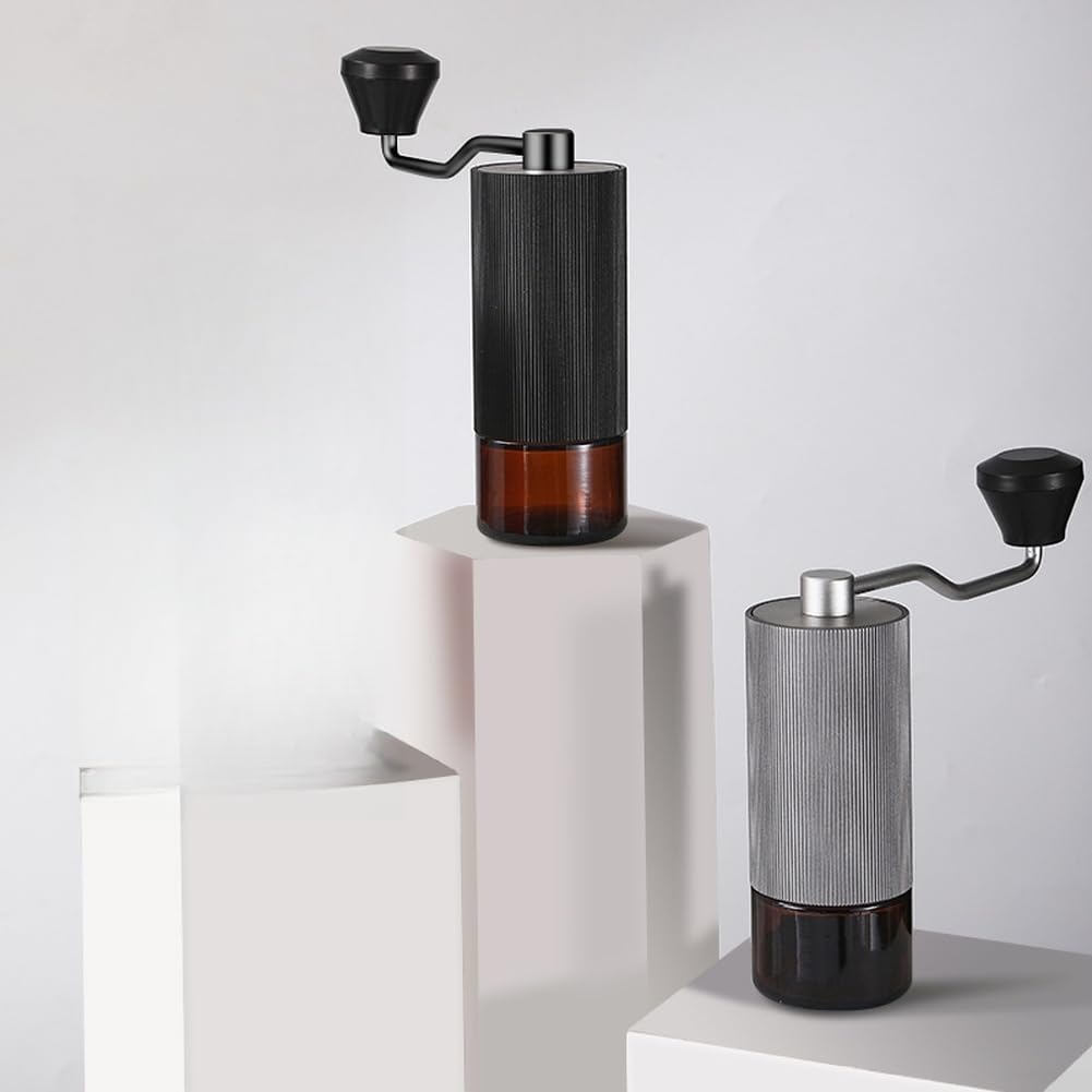 Macinacaffè manuale con manovella CNC in acciaio inox per nucleo (grigio)