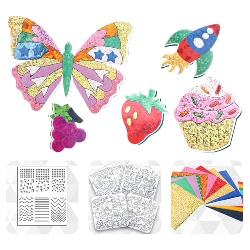 Manualidades con capaa, juego de pegatinas para niños, juego imaginativo con tablero y de aluminio, amplio espacio para trabajar, incluy de colores viivos para creaciones infantil
