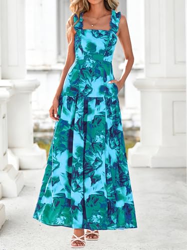 BTFBM Dresses for Women Summer 2026 Formal Sleeveless Smocked Floral Long Wedding Guest Dress Party Spring - Image 7