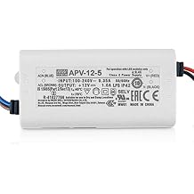 Kulon Mean Well 5 Pack APV-12-5 LED Power Supplies, Output 10W 5V 2A Constant V LED PS, Input 90-264VAC; 127-370VDC.