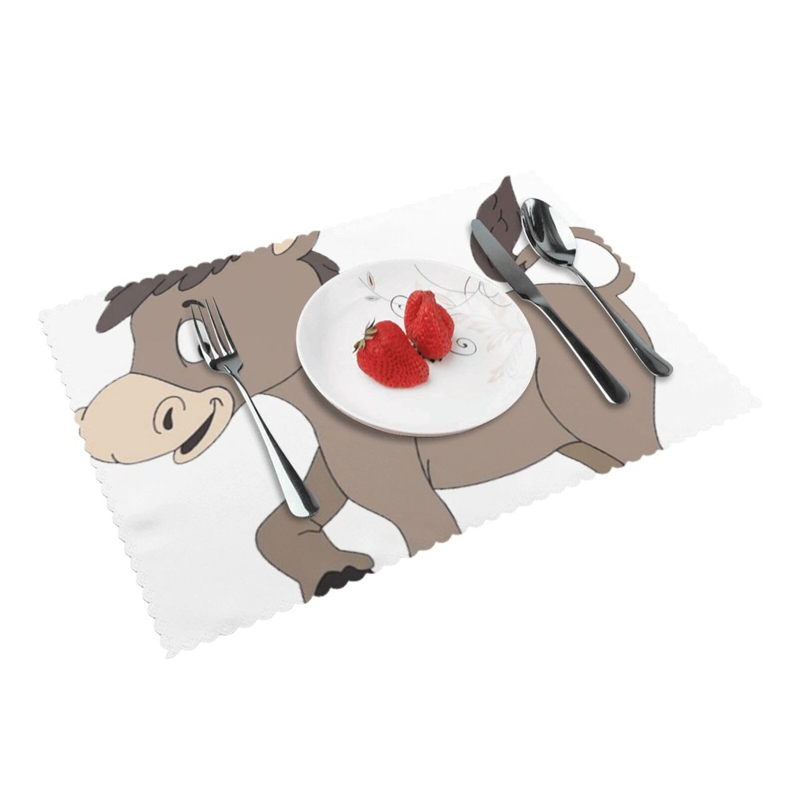 Bnvsadc Cartoon Donkey 4 Pcs Heat Resistant Placemat 45X30 Cm, Printed Non-Slip Place Mats For Kitchen Dining Table Indoor Outdoor