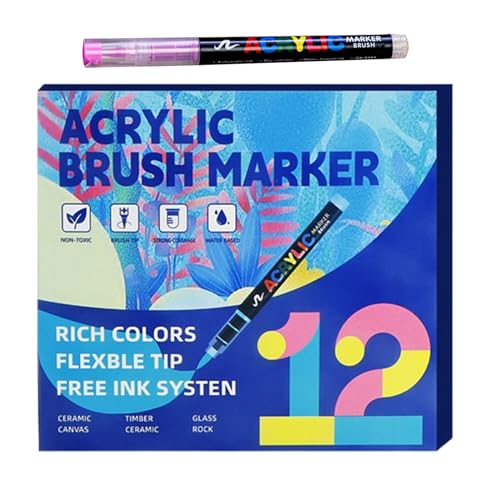 Rotuladores acrílicos con punta de pincel, material escolar de capas multicolores suaves, juego de rotuladores de pintura acrílica, para escritura, suministros de oficina, niños, fiestas, escuela