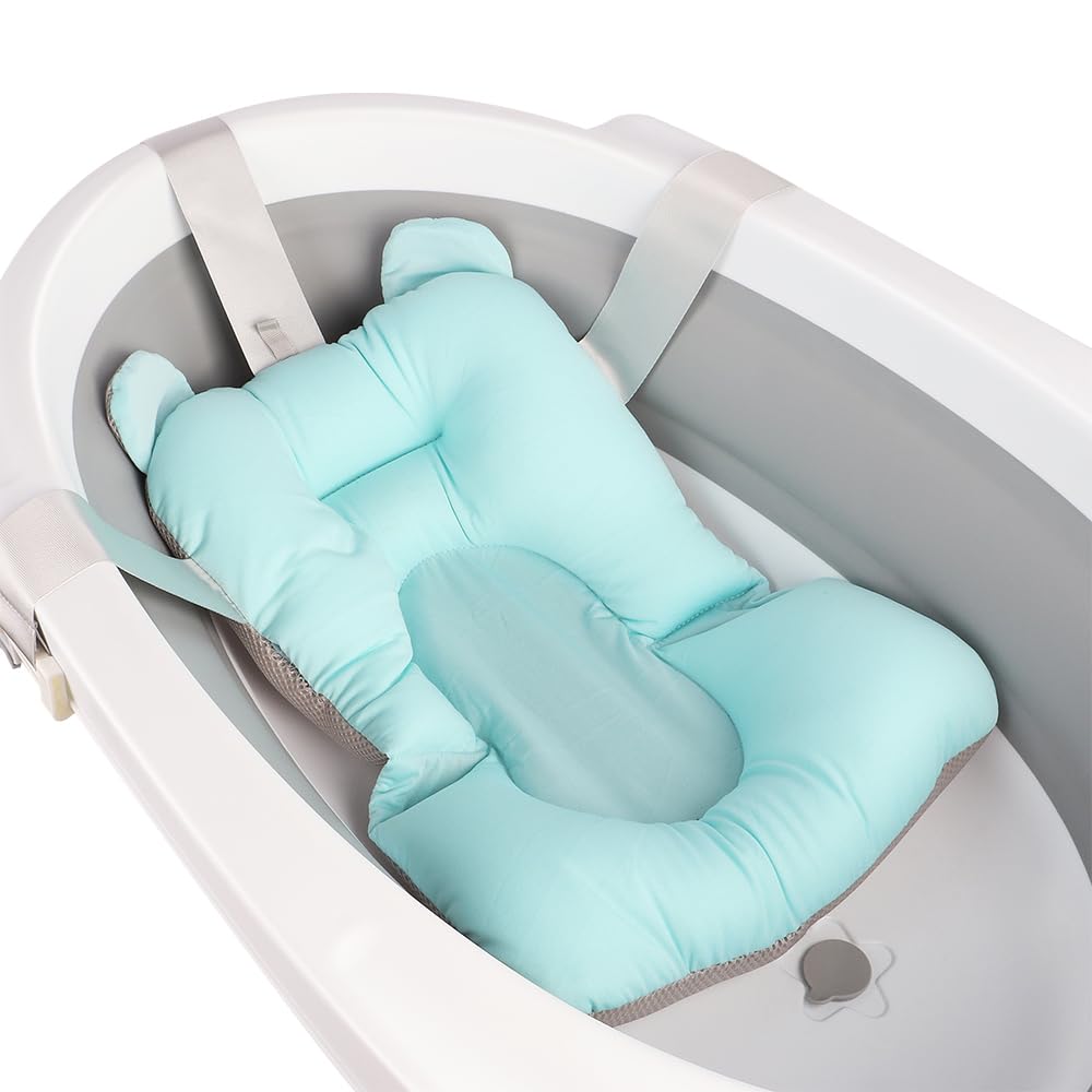 Bañera para bebé con soporte de 84,5 cm, bañera de bebe sobre pie, segura y cómoda, cuenca plegable para bebe con termómetro y cojín de baño (63 x 60 x 84,5 cm, gris)