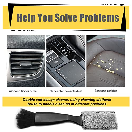 2 Pcs Double Head Brush For Car Cleaning, 2 In 1 Car Duster For Detailing Interior, Portable Car Interior Detailing Brush Car Dust Brush For Cleaning Air Vent Dashboard #TOP3