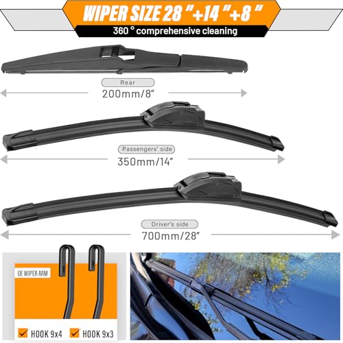 Image of AUTOBOO Windshield Wiper Blade Replacement for Toyota Prius C 2012-2019