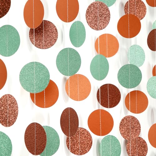 Image of Boho Sage-Green Brown Party-Decorations Streamers-Garland - 52ft Fall Woodland Safari Baby Shower Hanging Paper Banner,Rustic Wedding Birthday Garden Neutral Jungle Halloween ThanksgivingDecor Hugfond